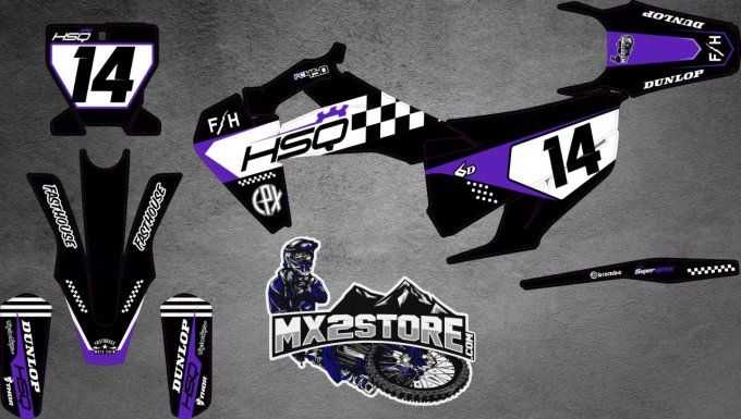 KIT DECO - autocollant - husqvarna - violet - mx2store - fc - tc - te - fe - perso -